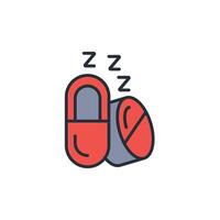 sleeping pills icon. .Editable stroke.linear style sign for use web design,logo.Symbol illustration. vector