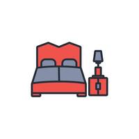 bedroom icon. .Editable stroke.linear style sign for use web design,logo.Symbol illustration. vector