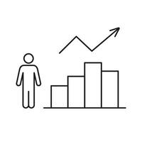 Body Mass Index Chart With Person And Growth Arrow Line Icon. BMI Tracking And Analysis. Health Monitoring. Isolated Illustration vector