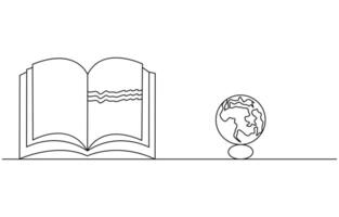 book opening page one line drawing continuous educational concept illustration for simplicity decoration and copy space, The book is drawn with one line. Modern outline doodles of an open book vector