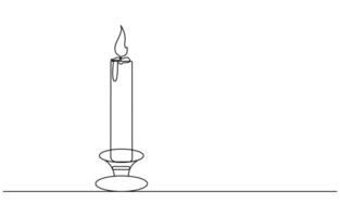 Continuous line drawing of candle. Candle one line icon. One line drawing background. illustration. Christmas candle icon, the candle is drawn with one continuous line. illustration vector