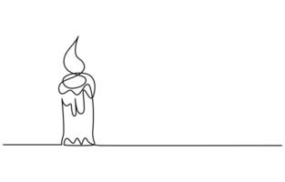 Continuous line drawing of candle. Candle one line icon. One line drawing background. illustration. Christmas candle icon, the candle is drawn with one continuous line. illustration vector