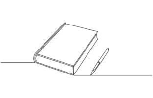 book opening page one line drawing continuous educational concept illustration for simplicity decoration and copy space, The book is drawn with one line. Modern outline doodles of an open book vector