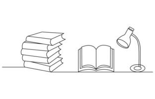 book opening page one line drawing continuous educational concept illustration for simplicity decoration and copy space, The book is drawn with one line. Modern outline doodles of an open book vector