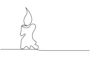 Continuous line drawing of candle. Candle one line icon. One line drawing background. illustration. Christmas candle icon, the candle is drawn with one continuous line. illustration vector