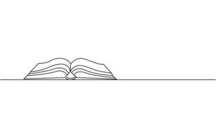 book opening page one line drawing continuous educational concept illustration for simplicity decoration and copy space, The book is drawn with one line. Modern outline doodles of an open book vector