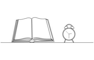 book opening page one line drawing continuous educational concept illustration for simplicity decoration and copy space, The book is drawn with one line. Modern outline doodles of an open book vector
