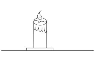 Continuous line drawing of candle. Candle one line icon. One line drawing background. illustration. Christmas candle icon, the candle is drawn with one continuous line. illustration vector