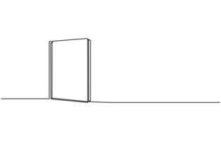 book opening page one line drawing continuous educational concept illustration for simplicity decoration and copy space, The book is drawn with one line. Modern outline doodles of an open book vector