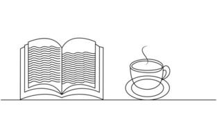 book opening page one line drawing continuous educational concept illustration for simplicity decoration and copy space, The book is drawn with one line. Modern outline doodles of an open book vector