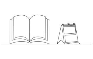 book opening page one line drawing continuous educational concept illustration for simplicity decoration and copy space, The book is drawn with one line. Modern outline doodles of an open book vector