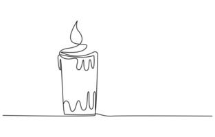 Continuous line drawing of candle. Candle one line icon. One line drawing background. illustration. Christmas candle icon, the candle is drawn with one continuous line. illustration vector