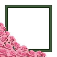 square green frame. angular flower template with space for text with pink roses vector