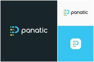 Letter P Data Digital Technology Solution Analysis Database Storage Logo Design Illustration vector