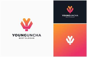 Initial Letter YU UY Monogram Modern Simple Geometric Logo Design Illustration vector