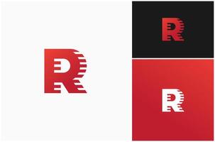 Initial Letter R Monogram Motion Geometric Shadow Effect Logo Design Illustration vector
