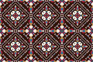 Geometric ethnic design seamless pattern on brown background vector