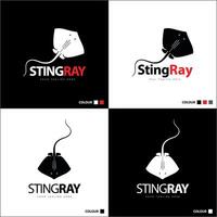 Stingray sealife silhouette logo set design template vector
