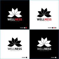 wellness salon and spa lotus logo set design template vector