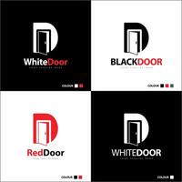 Door open letter D Initial silhouette logo set design template vector