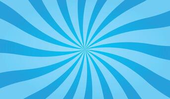 Abstract Comic Style Blue Swirl Sunburst Rays on Plain Horizontal Background vector