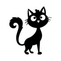Silhouette cat. Isolated sign of a cat on a white background. Black cat. Hand drawn kitten character illustration vector
