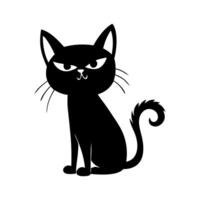 Silhouette cat. Isolated sign of a cat on a white background. Black cat. Hand drawn kitten character illustration vector