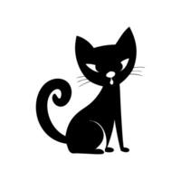 Silhouette cat. Isolated sign of a cat on a white background. Black cat. Hand drawn kitten character illustration vector