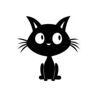 Silhouette cat. Isolated sign of a cat on a white background. Black cat. Hand drawn kitten character illustration vector