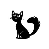 Silhouette cat. Isolated sign of a cat on a white background. Black cat. Hand drawn kitten character illustration vector