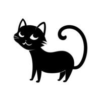 Silhouette cat. Isolated sign of a cat on a white background. Black cat. Hand drawn kitten character illustration vector