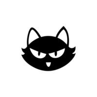 Silhouette cat. Isolated sign of a cat on a white background. Black cat. Hand drawn kitten character illustration vector