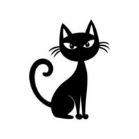Silhouette cat. Isolated sign of a cat on a white background. Black cat. Hand drawn kitten character illustration vector