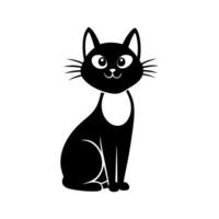 Silhouette cat. Isolated sign of a cat on a white background. Black cat. Hand drawn kitten character illustration vector
