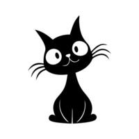 Silhouette cat. Isolated sign of a cat on a white background. Black cat. Hand drawn kitten character illustration vector
