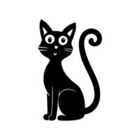 Silhouette cat. Isolated sign of a cat on a white background. Black cat. Hand drawn kitten character illustration vector