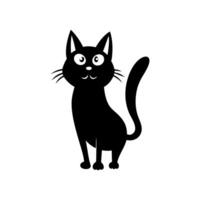 Silhouette cat. Isolated sign of a cat on a white background. Black cat. Hand drawn kitten character illustration vector