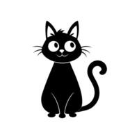 Silhouette cat. Isolated sign of a cat on a white background. Black cat. Hand drawn kitten character illustration vector