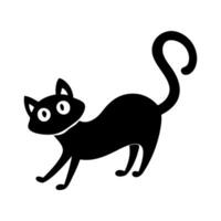 Silhouette cat. Isolated sign of a cat on a white background. Black cat. Hand drawn kitten character illustration vector