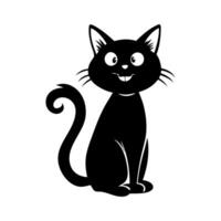 Silhouette cat. Isolated sign of a cat on a white background. Black cat. Hand drawn kitten character illustration vector