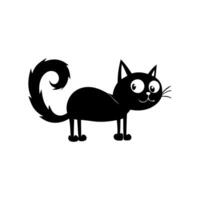 Silhouette cat. Isolated sign of a cat on a white background. Black cat. Hand drawn kitten character illustration vector