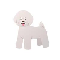 Cute Bichon Frise puppy in flat style. Cartoon dog with white fluffy coat isolated on white background vector