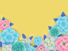 Floral background for card, invitation or banner design. Colorful flowers on yellow background vector