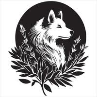 Dog shilhouette design bundle with illustration frames editable vector