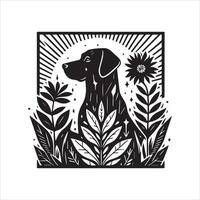Dog shilhouette design bundle with illustration frames editable vector