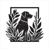 Dog shilhouette design bundle with illustration frames editable vector