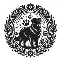 Print editable dog bundle in an illustration frame and floral dog logo vector