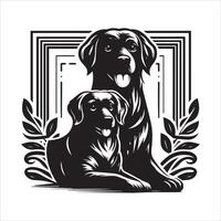 Print editable dog bundle in an illustration frame and floral dog logo vector