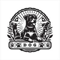 Print editable dog bundle in an illustration frame and floral dog logo vector