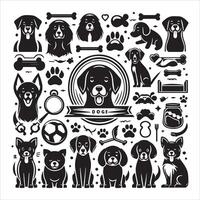 Print editable dog bundle in an illustration frame and floral dog logo vector